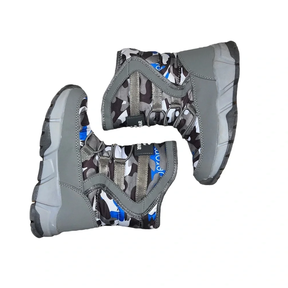 Hobibear Kids Blue & Gray Camo Winter Boots